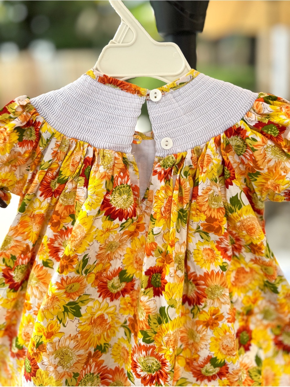 Girls Lil Cactus Fall Sunflower/Pumpkin Smocked Dress, 12-24M - Picture 9 of 10